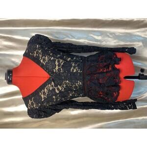 Victorian Gothic Peplum Lacy Ruffled Long Sleeve Blouse!